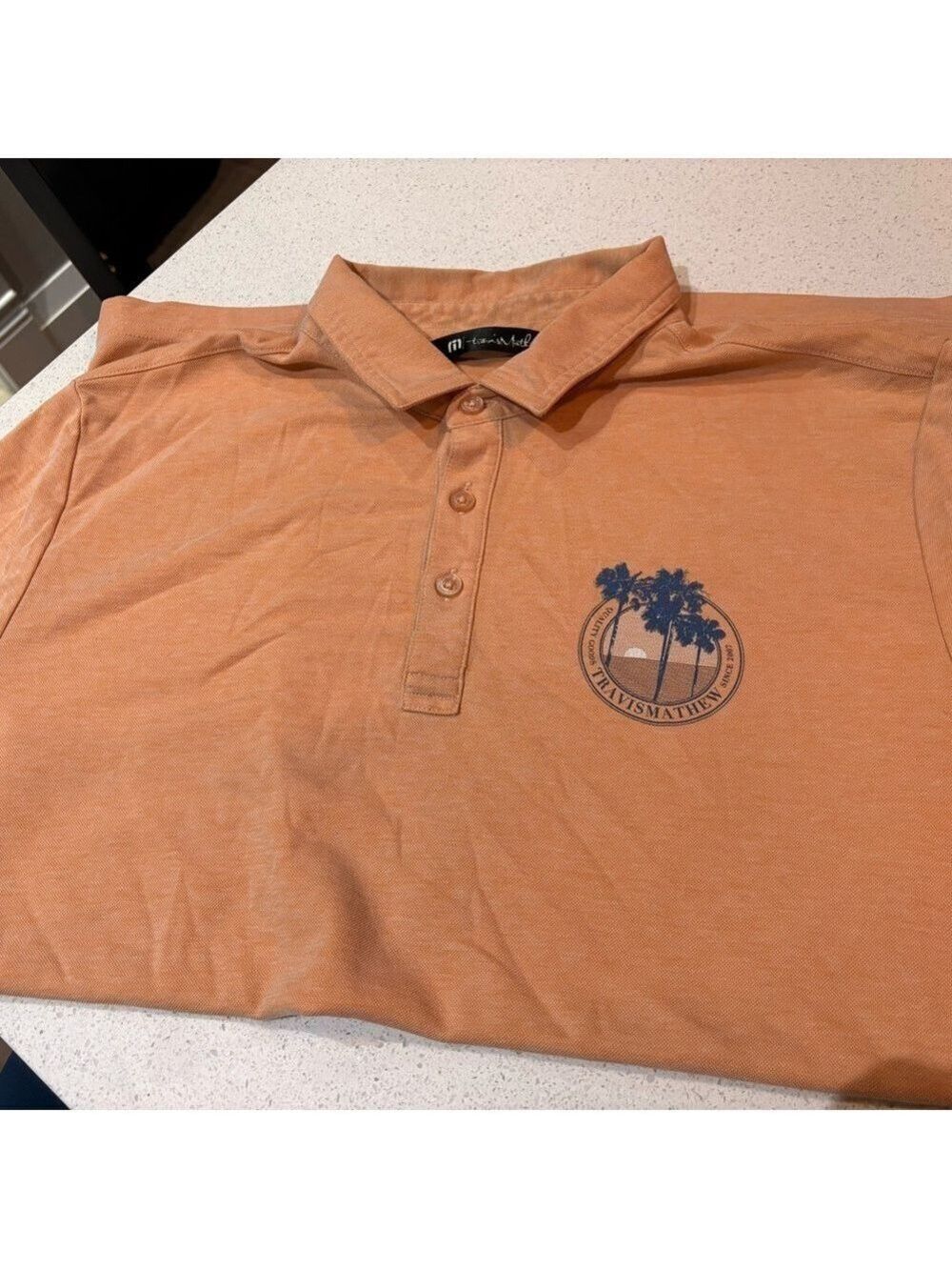 Travis Mathew Men's Orange Polo Shirt - size medium